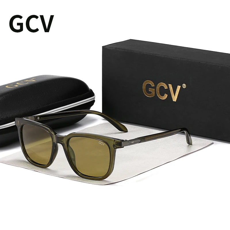 GCV Brand Original Fashion Acetate Polarized Sunglasses Cat Eye Square Frame Fishing Glasses Driving Outdoor Hiking UV400