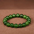 Natural Jade Bracelet Real Hetian Jasper Elastic Beaded Bangles Green Stone Fine Jewelry for Men & Women Couple Bracelets