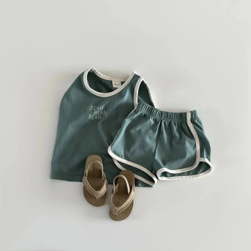 Children Camisole Sets Boys girls Vest Clothes Suit Baby Summer Cotton T-Shirts+Shorts Sleeveless Tank Top Kids Boutique Clothes
