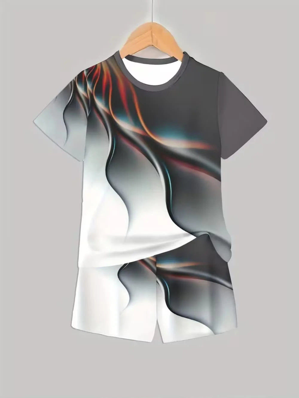 Boys Clothes Casual Colorblock Short Sleeve T-Shirt Shorts Set 2PCS Comfort Outdoor Quick Drying Sport Shirt Casual Children Top