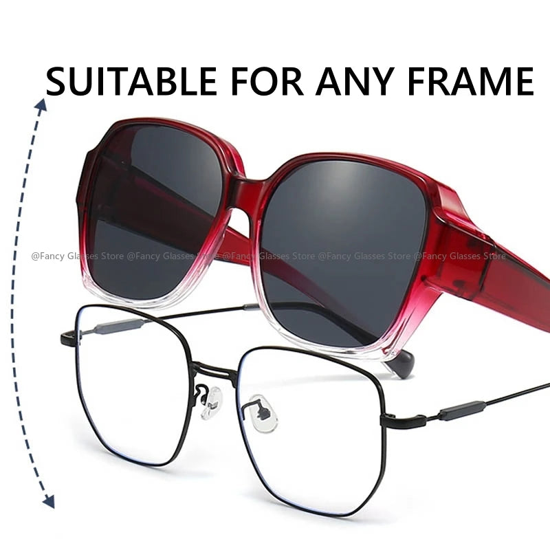 Men Women Vintage Anti-UV Sunglasses Unisex Wear Over Myopia Prescription Eyewear Outdoor Travel Fit Over Sun Glasses for Sports