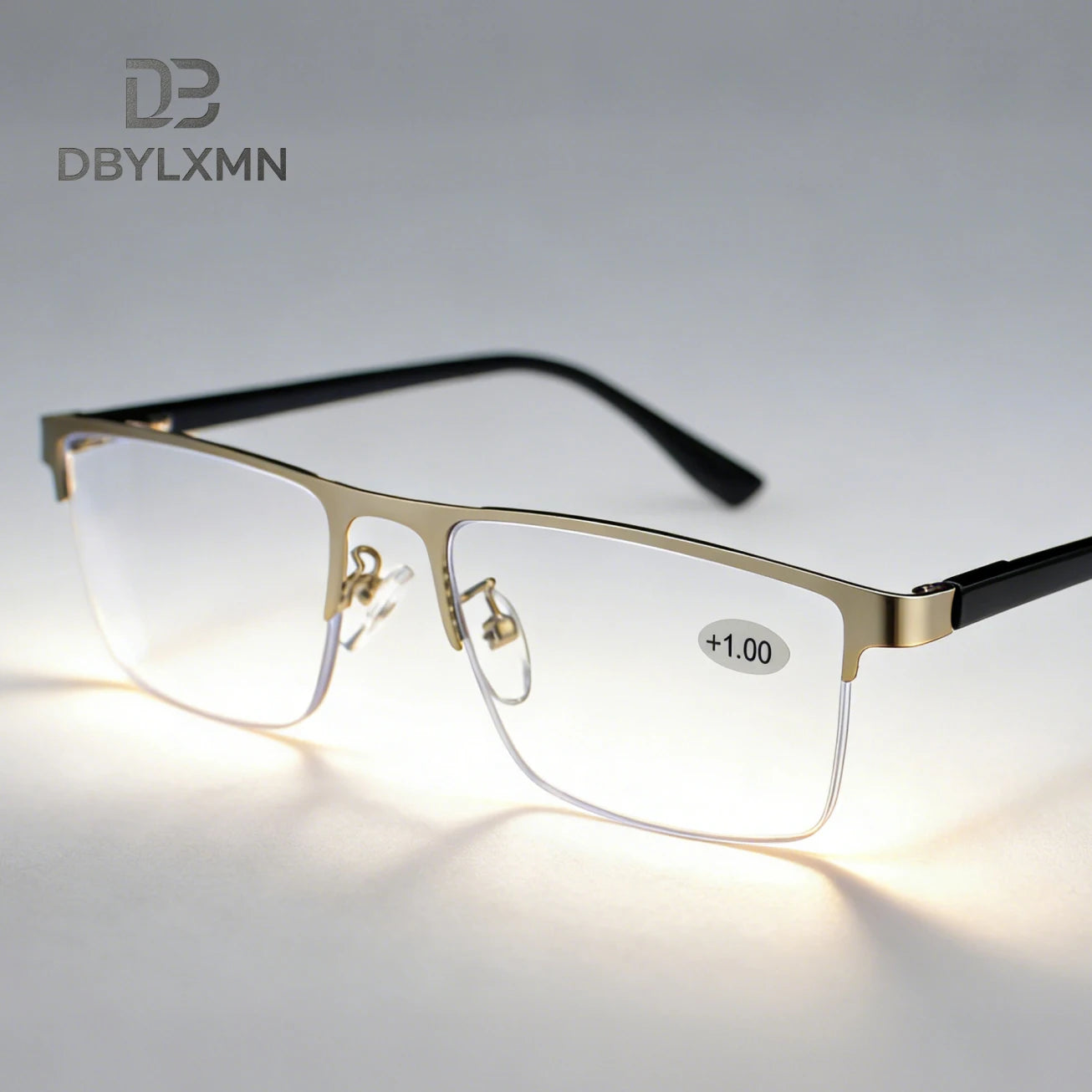 DBYLXMN Semi-Rimless Reading Glasses for office work Metal Frame Anti Blue Light Presbyopia Eyeglasses Business Readers