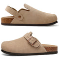 Litfun New Fashion Women's Clogs with Adjustable Strap Cork Footbed Leather Mules with Arch Support Unisex Outdoor Potato Shoes