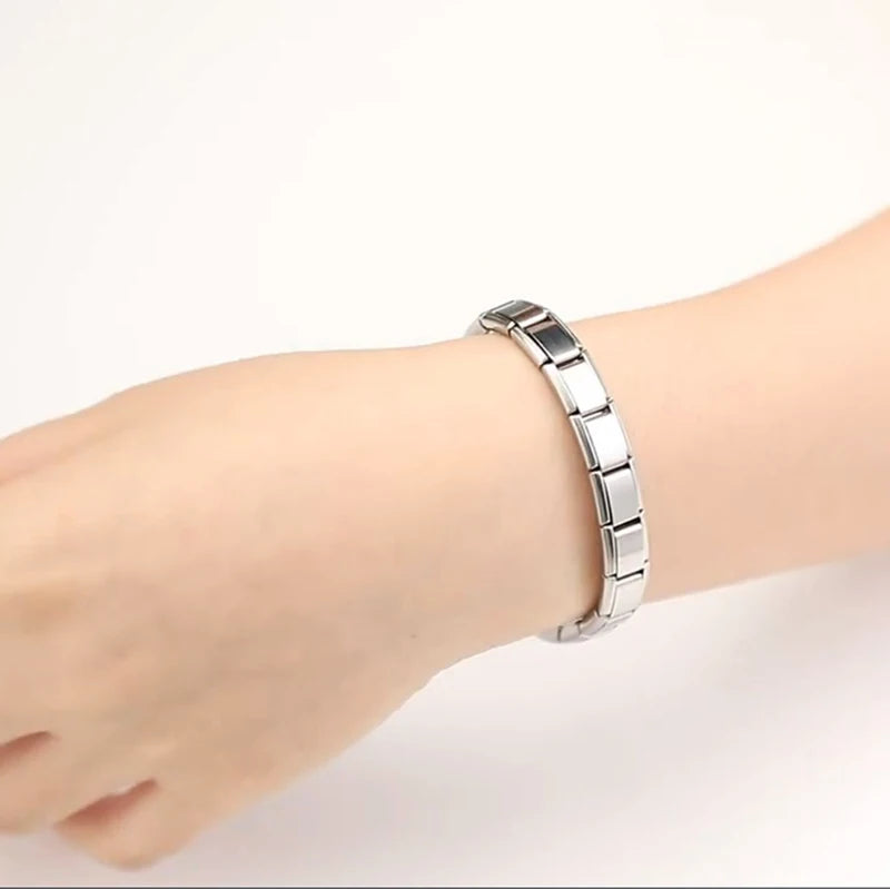 Fashion Stainless Steel Italian Elastic Charm Bracelet 9mm Width Bracelet Bangle Simple Design Girls Men Women DIY Jewelry Gifts