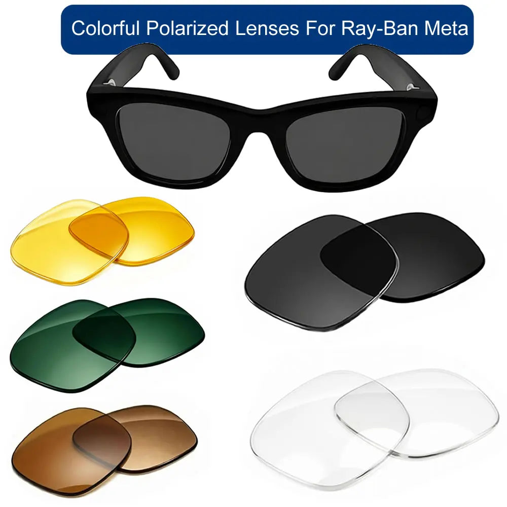 Photochromic &Polarized Replacement Sunglasses Lenses for Ray-Ban Meta Wayfarer RW4006 RW4008 4012 Gen1/2 AR Glasses Accessories