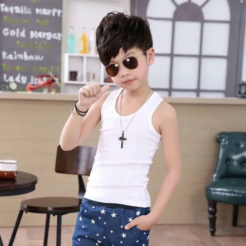 Kids Girls Summer Casual Vest Outfit Children Baby Boy Girl Sleeveless Tops Cotton Solid Color T-shirt Tees Toddler Top  Outfits