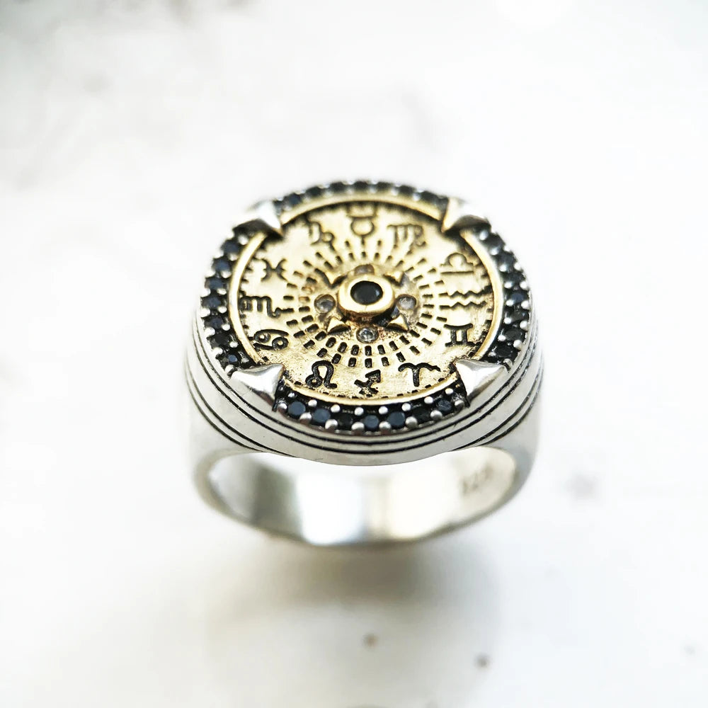 Ring Golde Elements Of Nature Europe Style Fine Jewelry For Women Men Summer Brand New Vintage 925 Sterling Silver Gift