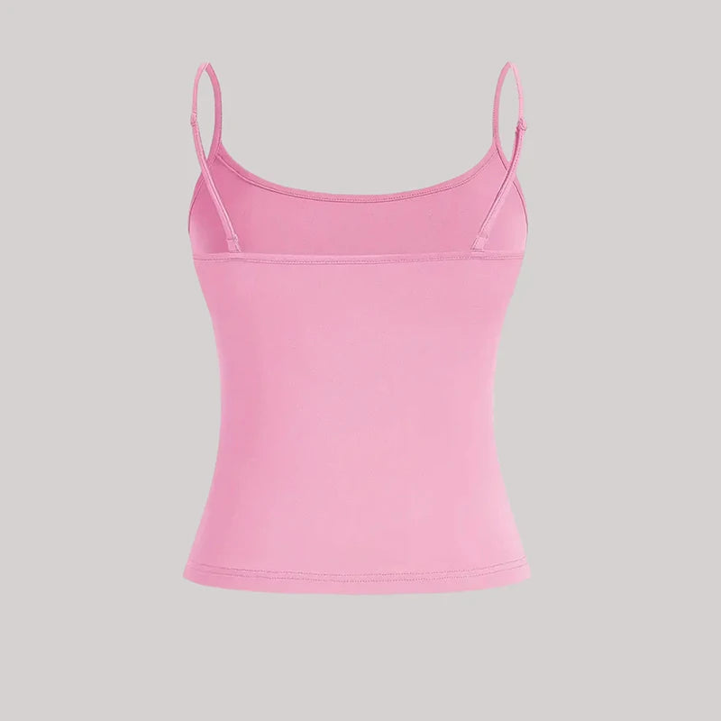 Summer New Style Elegant And Simple Easy-Matching Pink Camisole Women's Fashion Sexy Backless Top