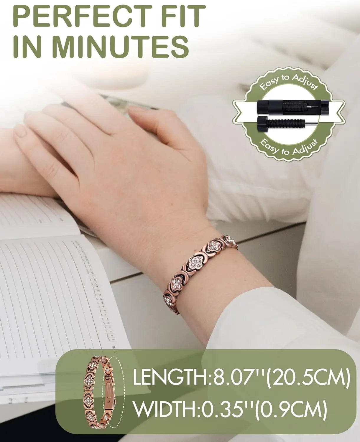 ARADOO Pure Copper Bracelets for Women Luck&Love Infinite Clover Design Ultra Strength Magnetic Therapy Bracelet Jewelry Gifts