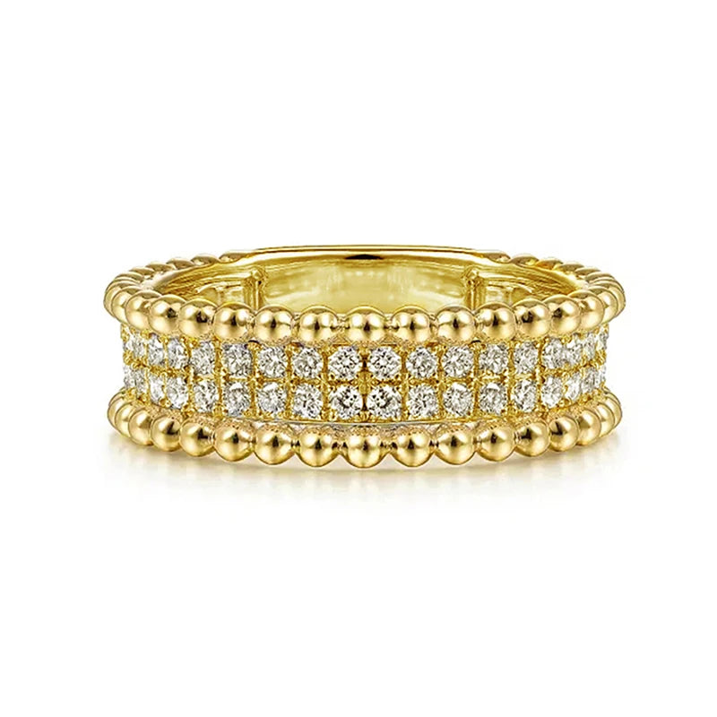 Huitan Stylish Female Engagement Jewelry Ring with Brilliant Zirconia Delicate Fashion Two-tone Style Accessories for Wedding