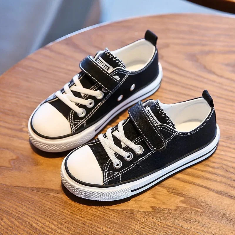 2023 New Children's Canvas Shoes Boy's Girls Small White Magic Stickers Student Baby Board Shoes Summer Rubber Outsole
