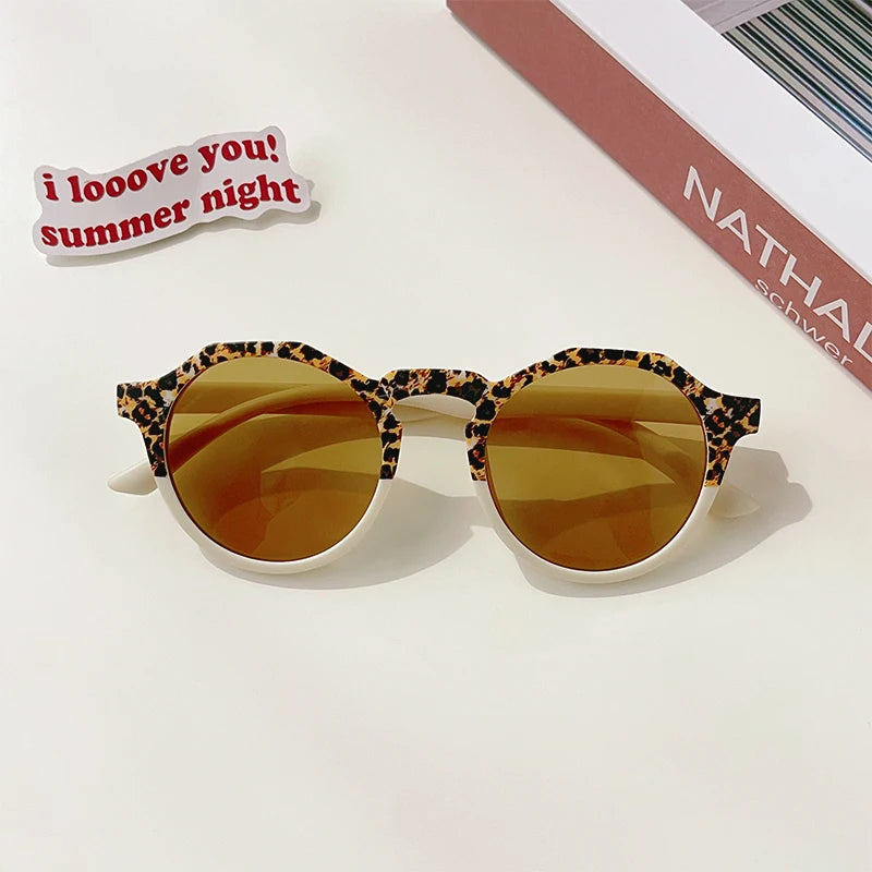 New Boys Girls Double Leopard Round Outdoor Children Sun Protection Sunglasses Kids Colors Protect Eyes Baby UV400 Sunglasses