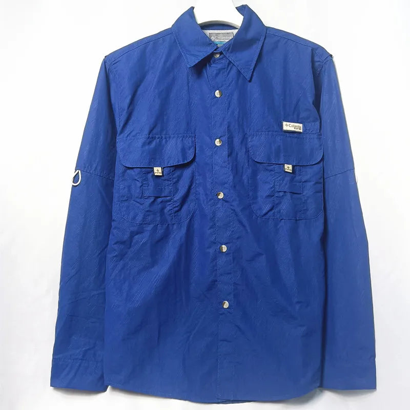 Middle aged and young men business casual Summer sun protection Shirt men Men's collar workwear shirt, workwear, pocket casual