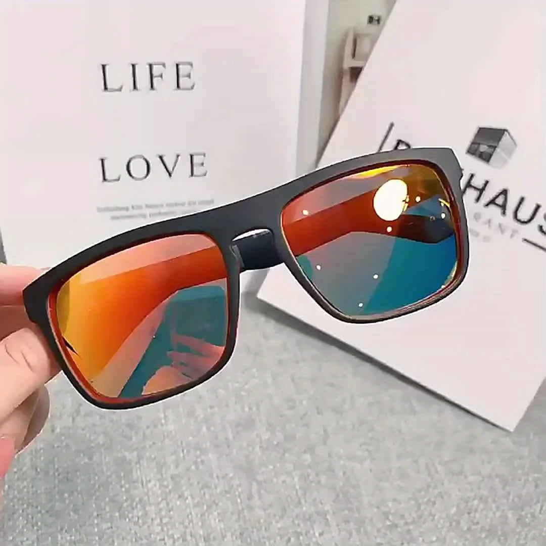 COOLMEN Men's Square Polarized Sunglasses Yellow Lens Anti-Glare Night Vision UV400 Eyewear for Driving 888