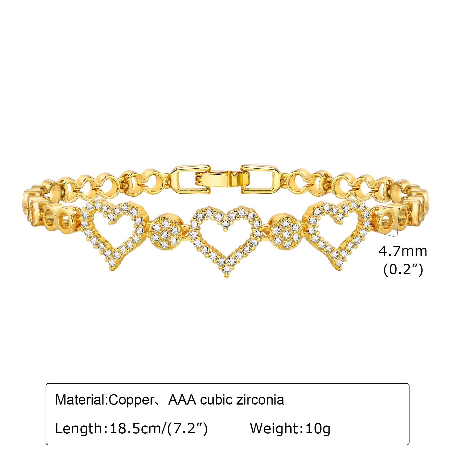 Elegant Pave Link Women's Chain Bracelets Cubic Zirconia Inlay Statement Jewelry