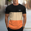 Fashion Splicing Stripes Print T Shirt For Men Casual O-neck Short Sleeve Pullover Summer Breathable Loose Tops Street Trend Tee