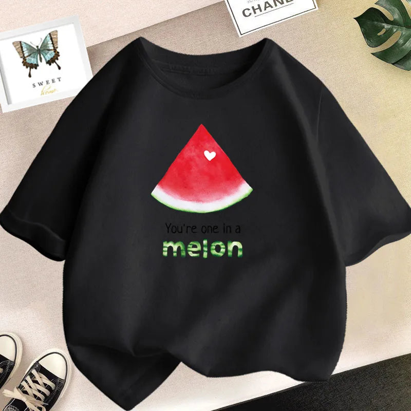 Lovely Avocado T Shirts for Girls Tops Summer Loose Cartoon Aesthetic Casual T Shirt Vintage Lemon Fruit Tshirt