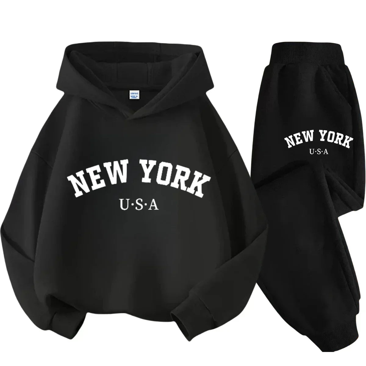 Kids Fashion Simple USA New York Alphabet Print Casual Suit Boys Outdoor Sports Suit Girls Fall and Winter Comfortable Warm Suit