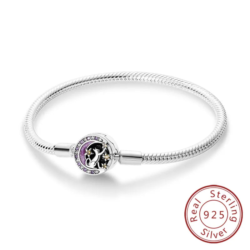 Bracelet 17-20CM Love Heart Original 925 Sterling Silver Charm Bracelet Pave Zirconia Bracelet for Women DIY Charm Jewelry Gifts