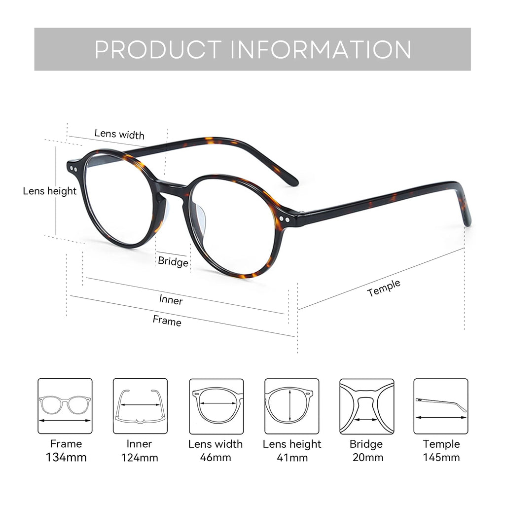 ZENOTTIC(XS Size) Retro Acetate Anti Blue Light Blocking Glasses Round Optical Frame Eyewear Fashio Computer Eyeglasses Unisex