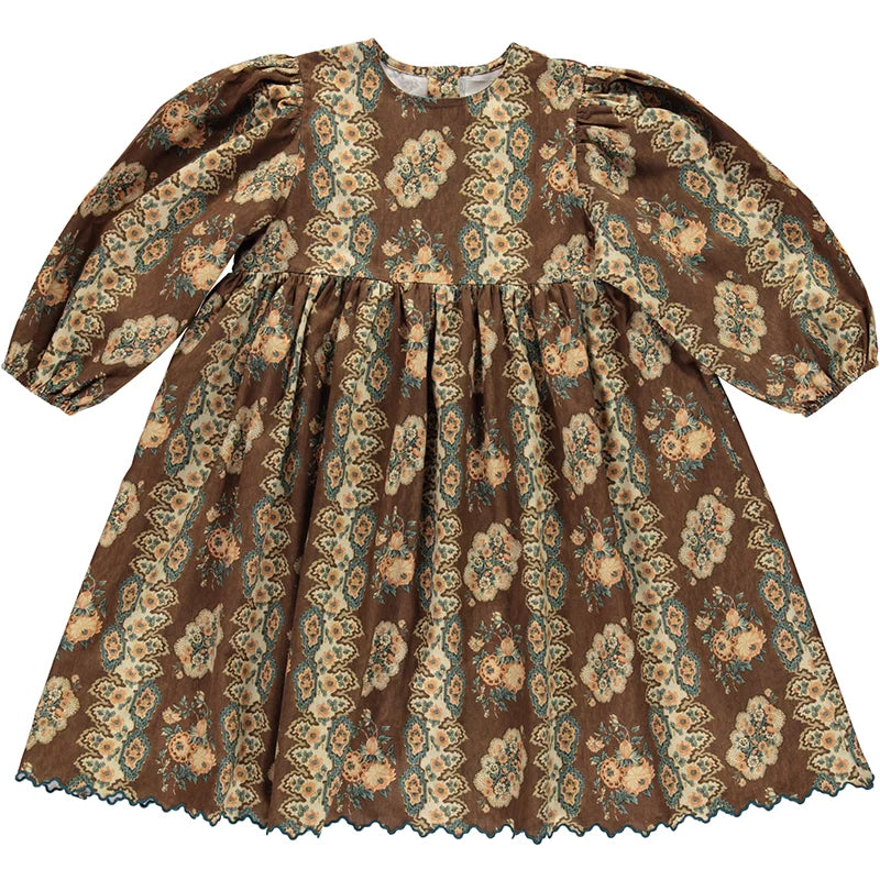 BebeO Baby Girls Long Sleeve Tops Suits Dress Rompers Hats Autumn Summer Retro Pattern Party Dress Kids Clothing Spring Dress