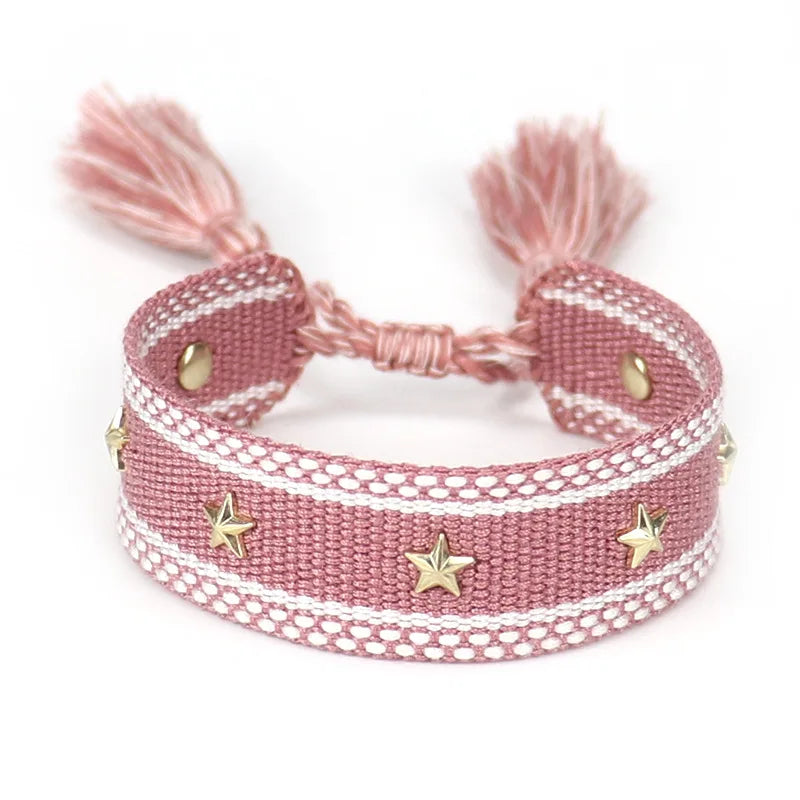 Vintage Friendship Bracelets STARS | MOON Bracelets Adjustable Woven Arm Stacked Jewelry