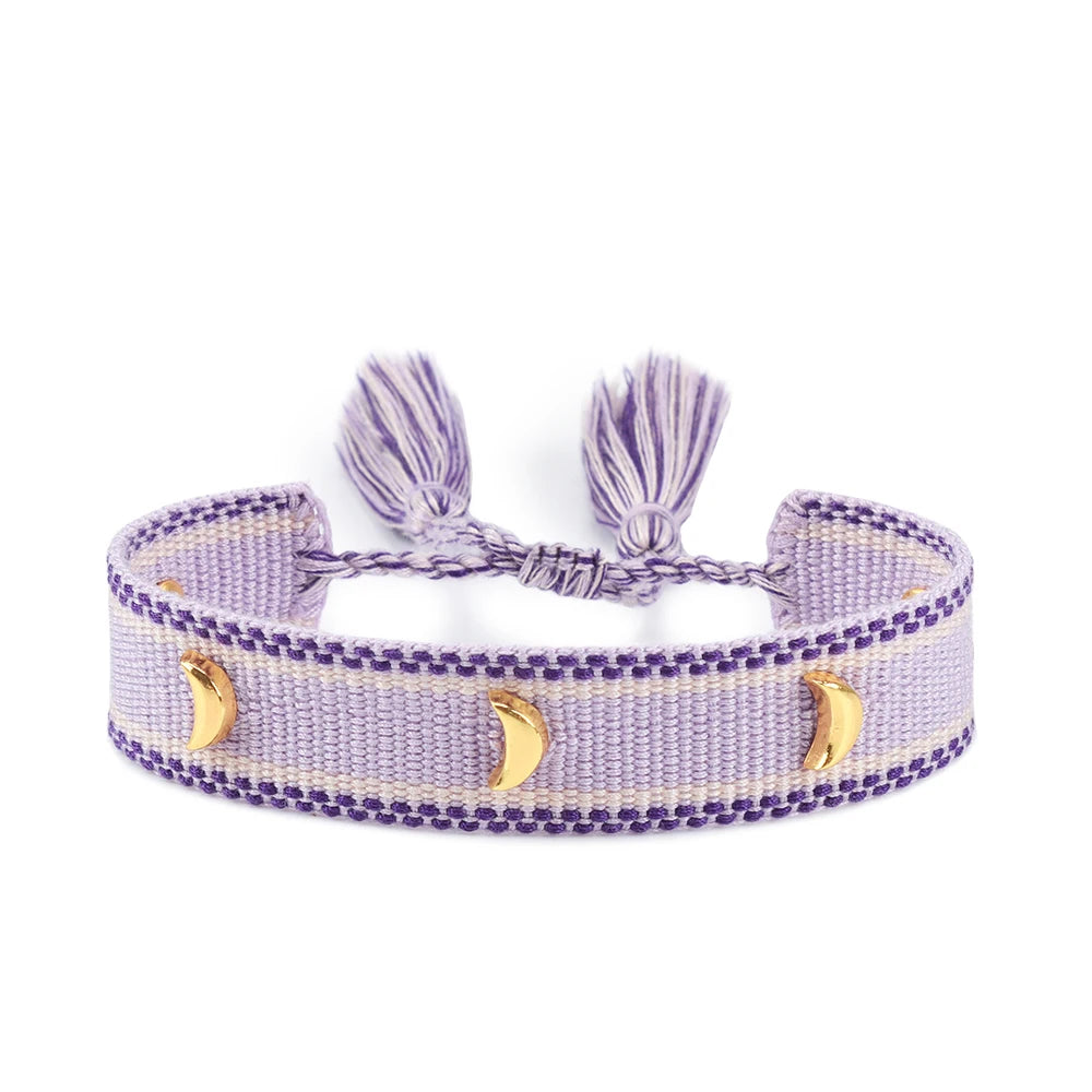 Vintage Friendship Bracelets STARS | MOON Bracelets Adjustable Woven Arm Stacked Jewelry