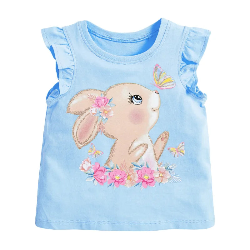 Little maven 2026 Cotton T-shirt Short Sleeves Summer Clothes with Little Bees Lovely for Baby Girls Kids 2 to 7 year