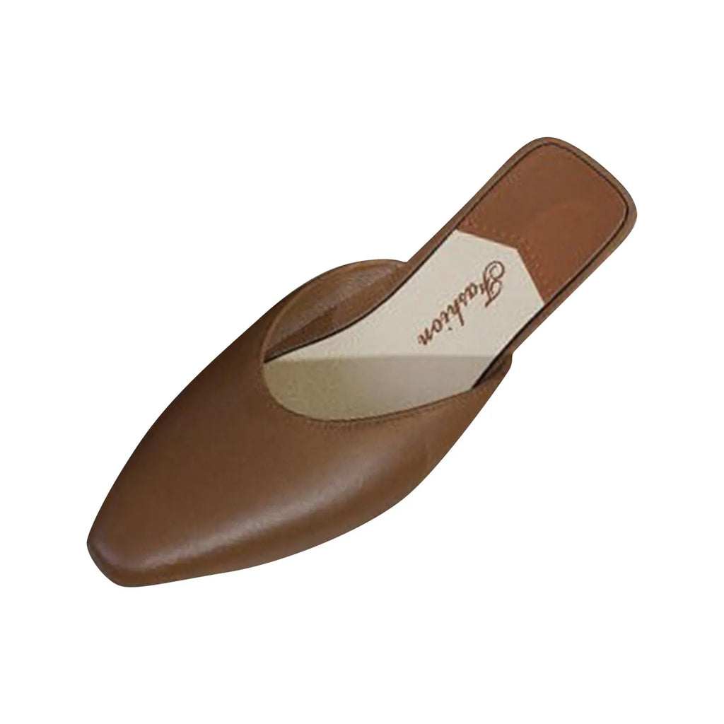 Women'S Slippers Fashion Solid Color Closed Toe Shallow Shoes Popular In Summer Flat Shoes Low-Top Lazy Outdoor Slipper