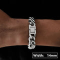 14/16/18mm Stainless Steel Cuban Link Bracelet Men Gold Silver Plated Hip Hop Chunky Chain Wristband Jewelry Gift