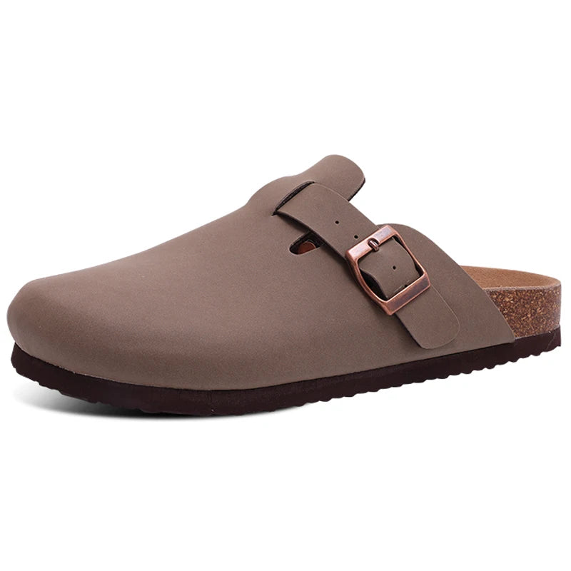 Crestar Women's Clogs Mules Cork Clogs Slippers Men Outdoor Mules Suede Clogs Shoes with Arch Support Mule Leather Clogs Sandal