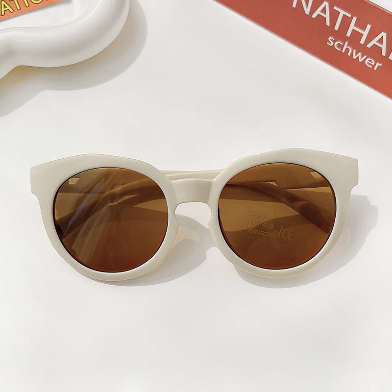 New Children Cute Checker Panel Color Round UV400 Sunglasses Baby Girls Outdoor Sun Protection Sunglasses Kid Sun Glasses