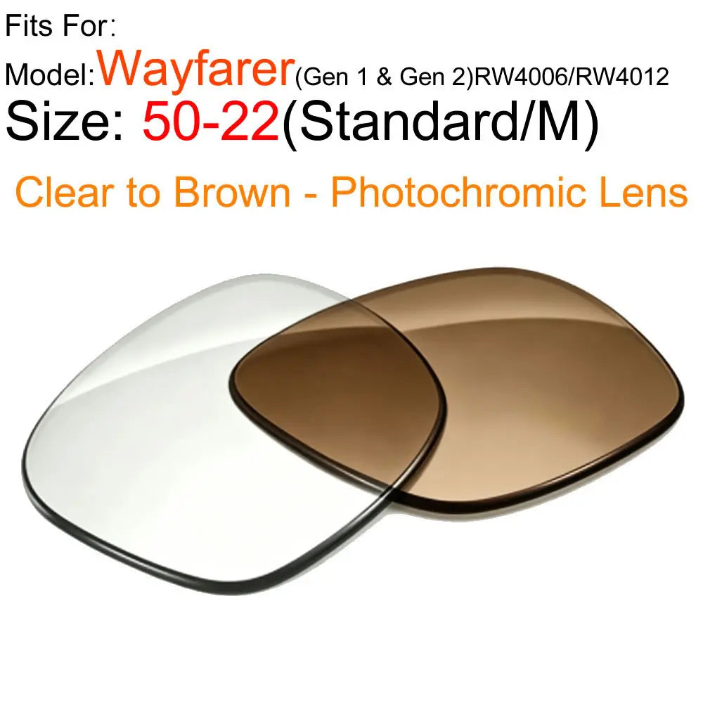 Photochromic &Polarized Replacement Sunglasses Lenses for Ray-Ban Meta Wayfarer RW4006 RW4008 4012 Gen1/2 AR Glasses Accessories