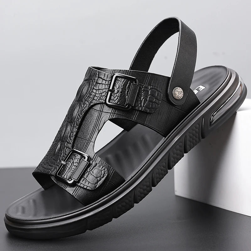 Outdoor Men's Sandals Outdoor Summer Slippers High-quality Shoes 2025 Summer Leather Sandals for Men New Man's Walking Shoes