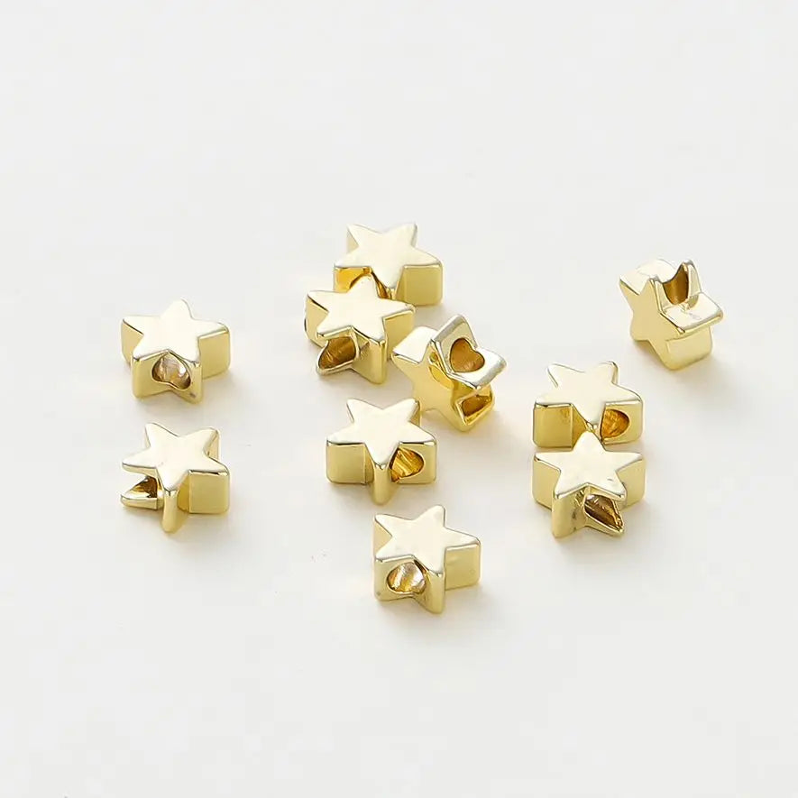 20pcs/lot 14K/18K Gold Color Plated Star Shape Beads Bracelet Spacer Beads for DIY Jewelry  Necklace Decorate Making Supplies