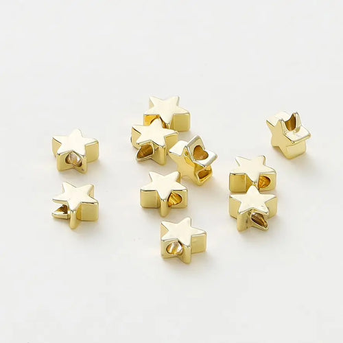 20pcs/lot 14K/18K Gold Color Plated Star Shape Beads Bracelet Spacer Beads for DIY Jewelry  Necklace Decorate Making Supplies
