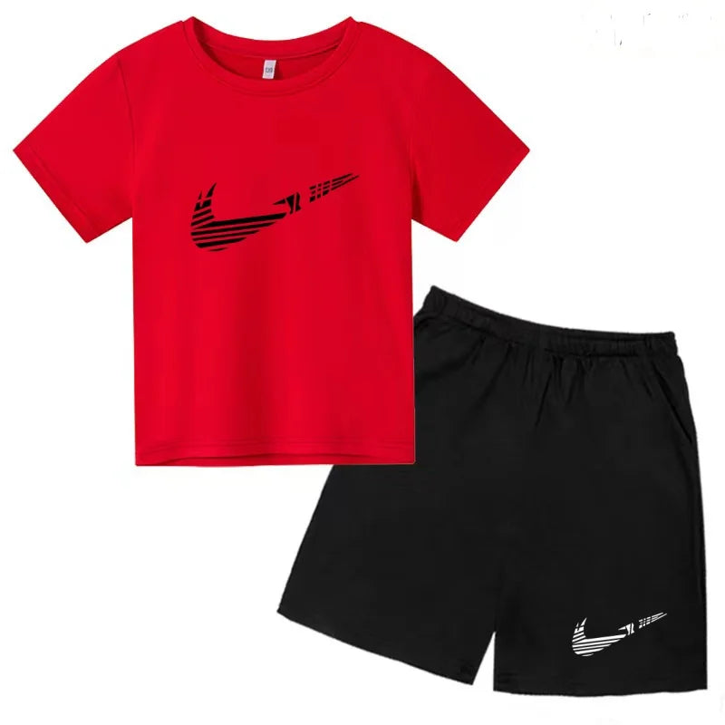 Children Clothes T-shirt Fashion Short-Sleeved+Shorts Summer Boy Girl Toddler 3-12Years Casual Sports Brand Jogging O-collar Set