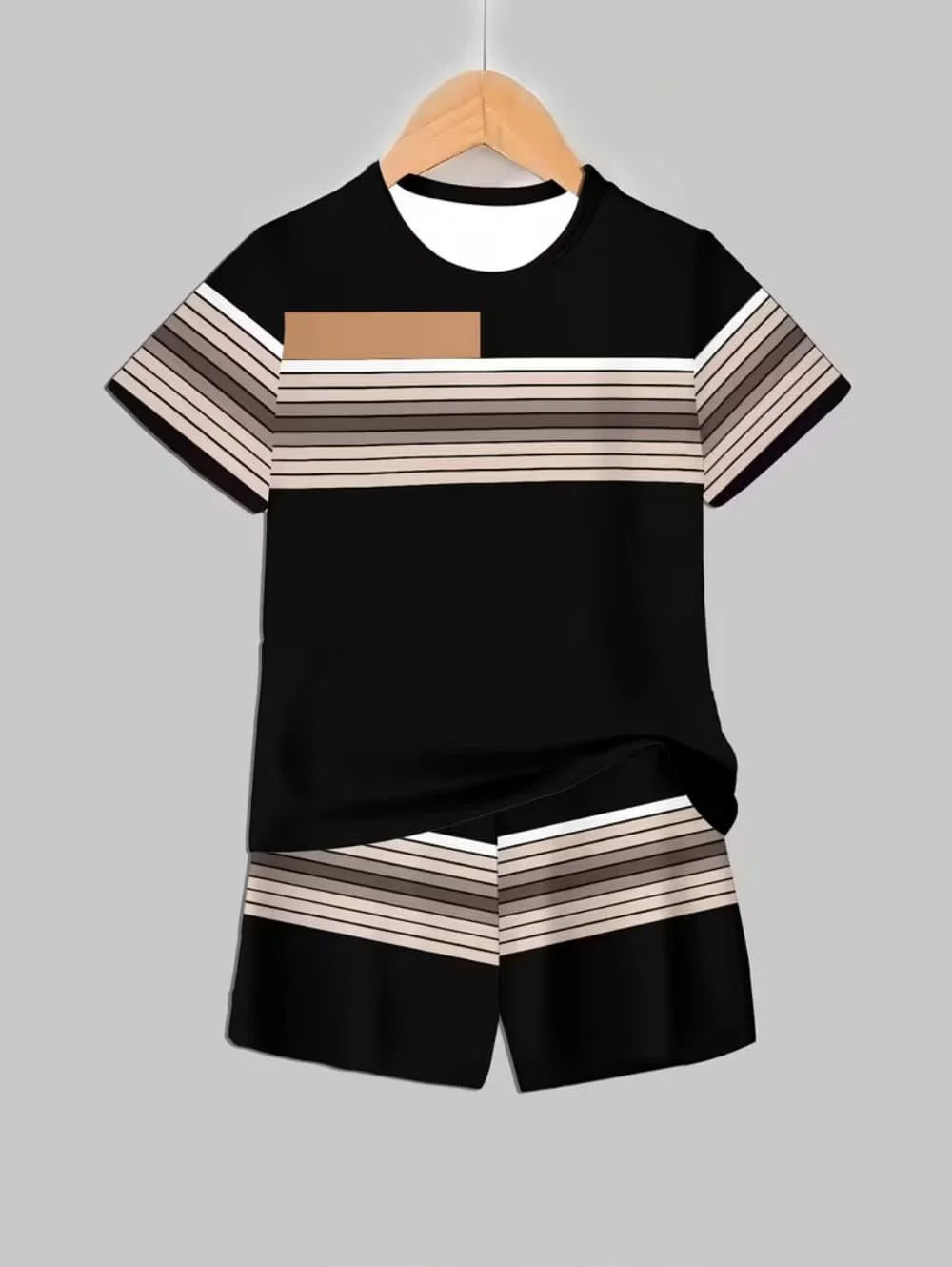 Boys Clothes Casual Colorblock Short Sleeve T-Shirt Shorts Set 2PCS Comfort Outdoor Quick Drying Sport Shirt Casual Children Top