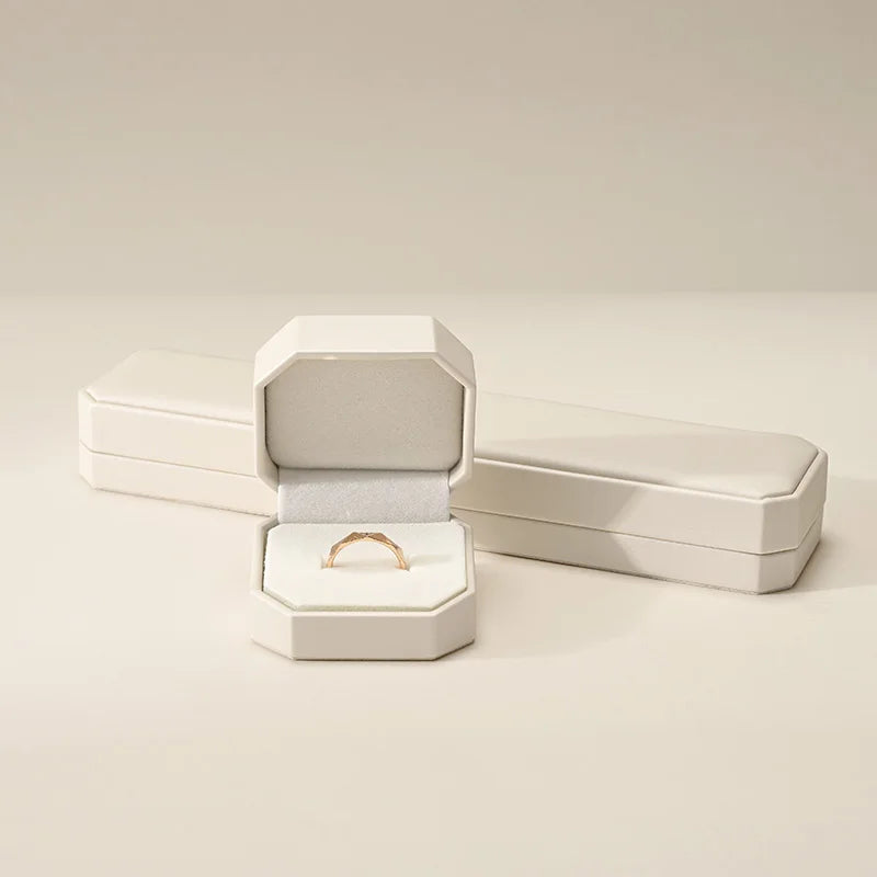 WoodTen New Octagonal Jewelry Organizer Box for Earrings Ring Pendant Necklace Bracelet Storage Leather Gift Box Packaging Box