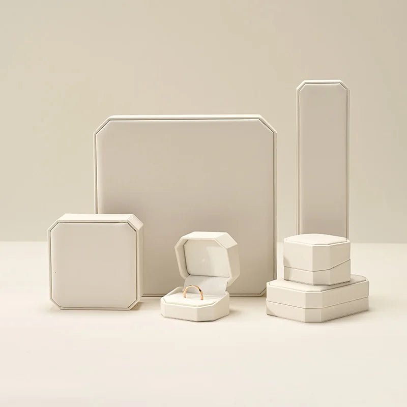 WoodTen New Octagonal Jewelry Organizer Box for Earrings Ring Pendant Necklace Bracelet Storage Leather Gift Box Packaging Box
