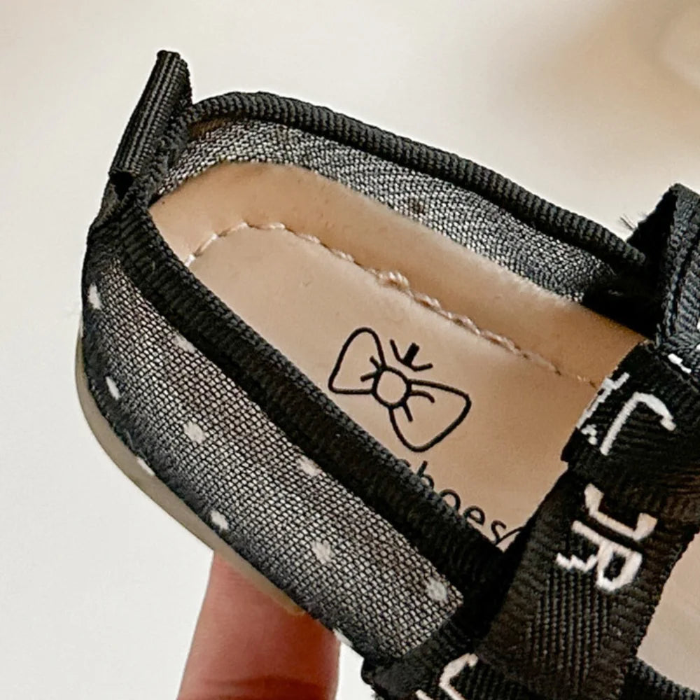 Girls'  Casual Shoes, Polka Dot Mesh Princess Cute Bow Spring Summer 2026 Suitable Toddlers, Medium Large Children Wedding Party