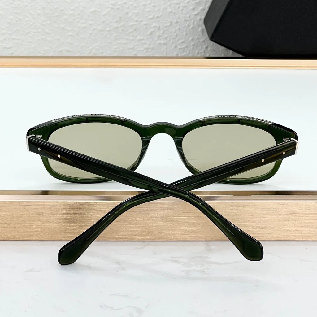 LOWRIDER Oval Sunglasses Thick Acetate Frame UV400 American Vintage Style Fashion Eyewear for Men Women with Case