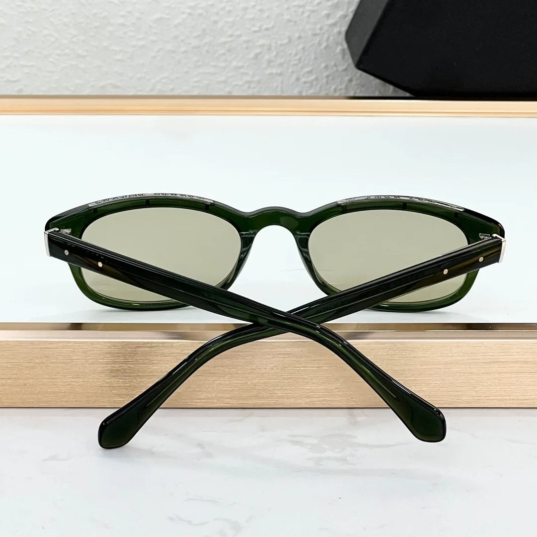LOWRIDER Oval Sunglasses Thick Acetate Frame UV400 American Vintage Style Fashion Eyewear for Men Women with Case
