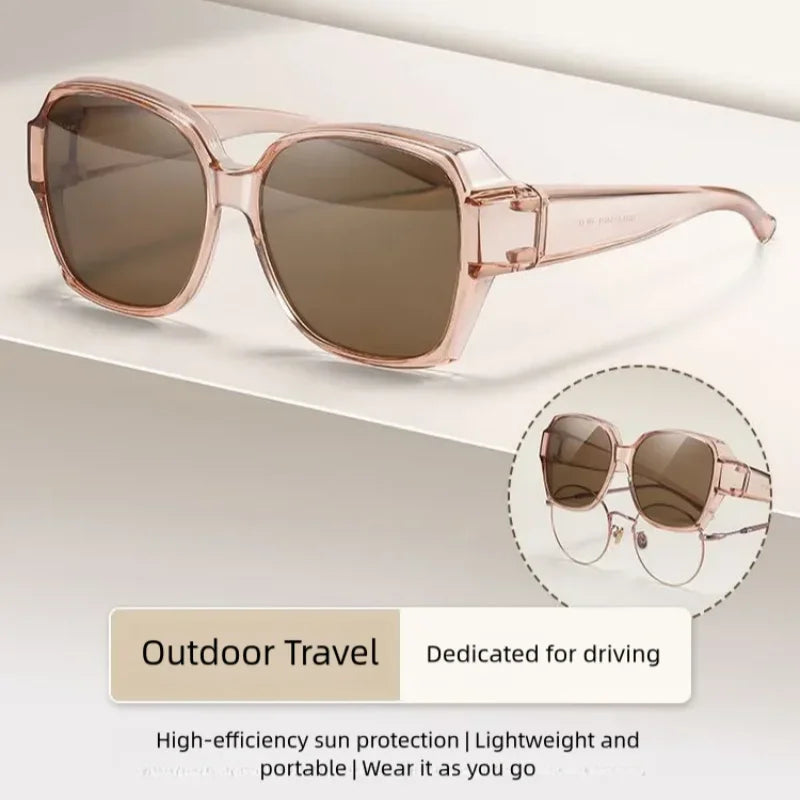 Men Women Vintage Anti-UV Sunglasses Unisex Wear Over Myopia Prescription Eyewear Outdoor Travel Fit Over Sun Glasses for Sports