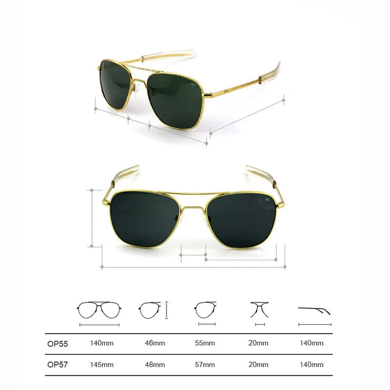 Pilot AO Polarized Sunglasses Men Top Quality Sun Glasses For Male American Army Military Lens Oculos