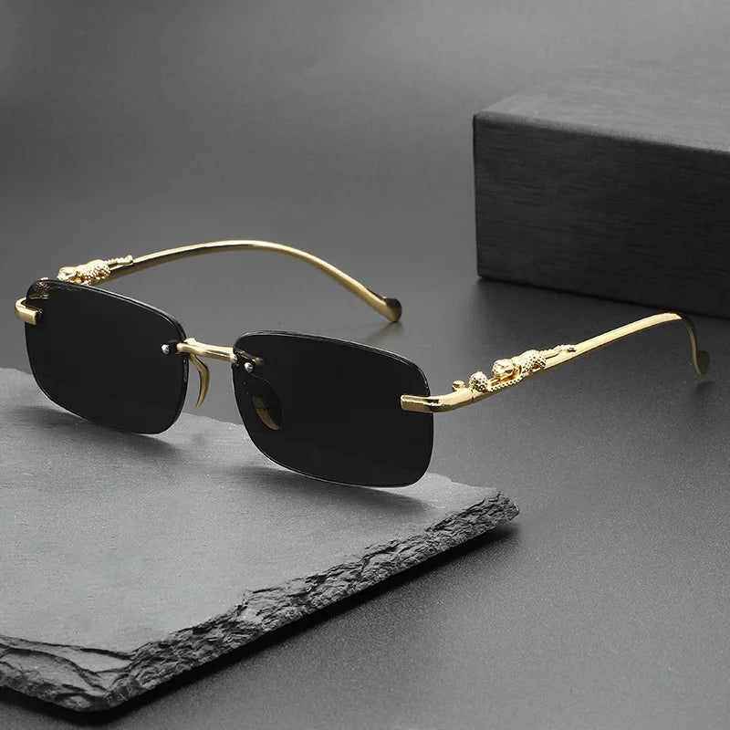 Perfect Fashion Leopard Decor Unframed Men's and Women's Sports Glasses Suitable for Holiday Parties