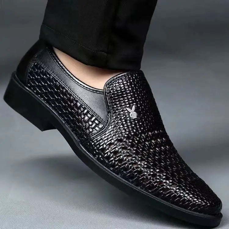 Soft Cowhide Men's Sandals Breathable Business Casual Shoes Hollow out Design Comfortable Rubber Sole Anti-Slip Footwear