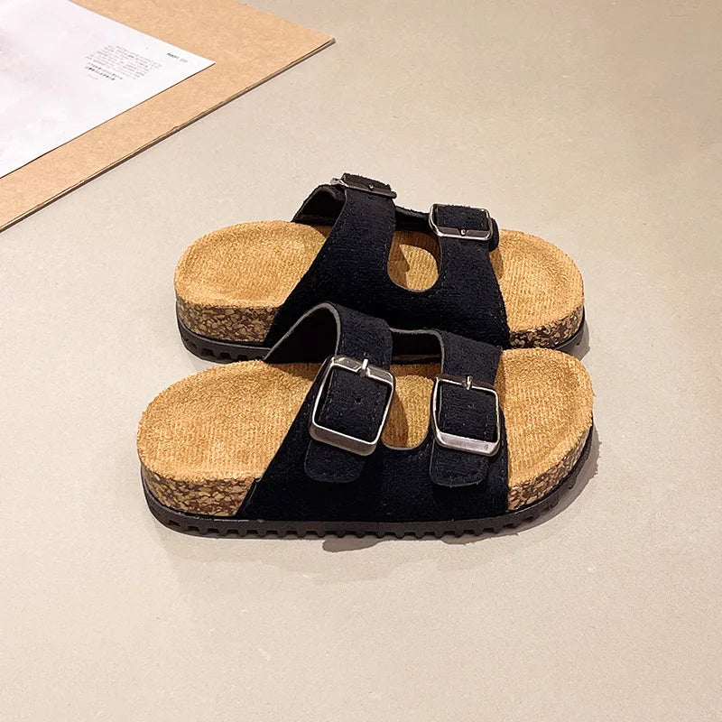 New Summer Kids Beach Cork Slippers for Girls Boys Children Outdoor Casual Non-slip Flat with Slide Shoe Boys Girls Sandals
