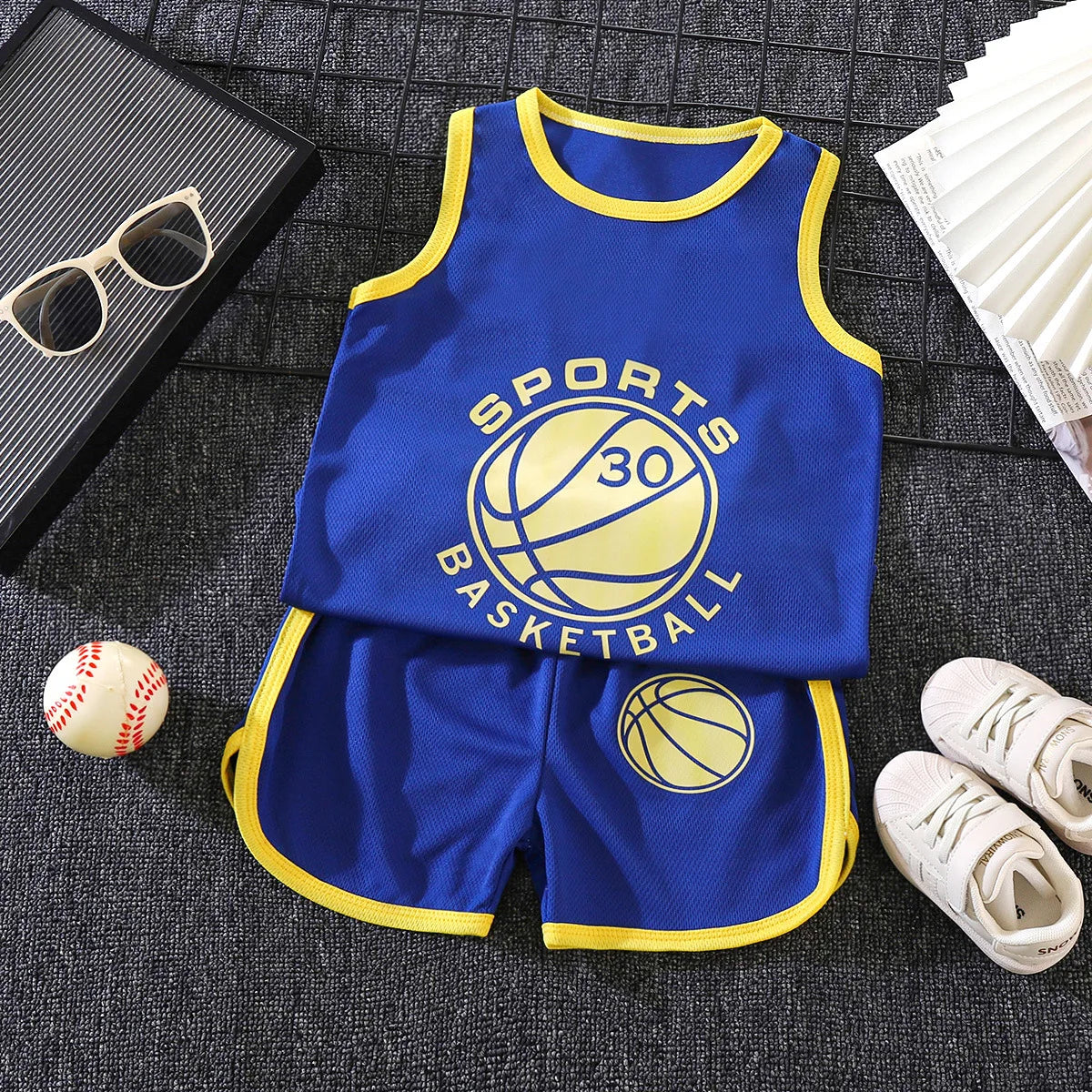 Toddler Basketball Outfit Boys Girls Mesh Breathable Tank Top Shorts Set Kids Quick Dry Active Sportswear Summer