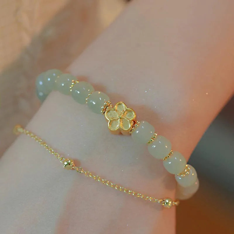 Lucky Hetian Jade Antique Bracelet Creative All-Match Auspicious Cute Female Temperamental Fashion Gifts Femme